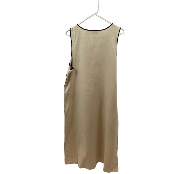 Lemon Grass Linen Blend Nautical Themed Bib‎ Dress Size Medium Petite - Picture 2 of 12